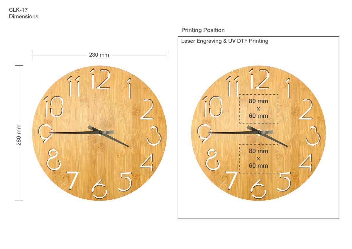 Round Bamboo Wall Clock Printing Details